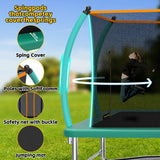 Mersco 10x16FT 4-in-1 Trampoline with Swing Set ,Enclosure Net, Recreational Trampoline, Outdoor Kids and Adults Trampoline for Backyard, Beach, Birthday Gifts ,Green