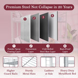 Netrum Twin over Twin Bunk Bed with Trundle,Twin Bunk beds with Ladder & Guardrail,Triple Metal Bunk Beds Frame with Bottom Storage Space for Adults Bedroom,Dorm,Guest Room,Silver