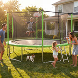 MERSCO 14FT Green Trampoline - 6-Leg Heavy Duty Design with Pro-Backboard