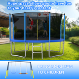 "Mersco 12FT Heavy Duty Trampoline with Enclosure Net & Swing Set Outdoor Big Trampoline for Backyard,Kids Trampoline with Basketball Hoop,1320LBS Capacity,Birthday & Holiday Gifts for Kids,Blue "