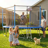 MERSCO 14FT Blue Trampoline with 6 W-Shaped Legs & Pro-Style Basketball Hoop