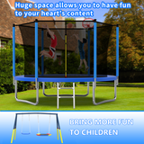 Mersco 10FT Heavy Duty Trampoline with Enclosure Net & Swing Set Outdoor Big Trampoline for Backyard, Kids Trampoline with Basketball Hoop, 960LBS Capacity (Blue)