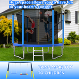 Mersco 8FT Heavy Duty Trampoline with Enclosure Net & Swing Set Outdoor Big Trampoline for Backyard,Kids Trampoline with Basketball Hoop,960LBS Capacity,Birthday & Holiday Gifts for Kids,Blue