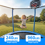 MERSCO 8FT Blue Junior Trampoline - Compact Design with Basketball Hoop
