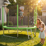 MERSCO 10FT Green Outdoor Trampoline for Backyard Family Fun