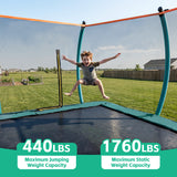 MERSCO 10x16FT Green Premium Rectangle Trampoline with Basketball Hoop
