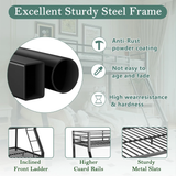 Netrum Bunk Beds Twin over Full,Twin over Full Bunk Bed with Ladder & Guardrail,Heavy Duty Metal Full Size Bunk Beds Frame for Adults Bedroom,Dorm,Guest Room,Black