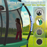 Mersco 15FT Heavy Duty Trampoline with Enclosure Net & Swing Set Outdoor Big Trampoline for Backyard, Kids Trampoline with Basketball Hoop, 1320LBS Capacity (Green)