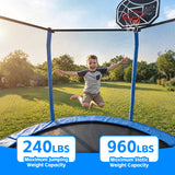 MERSCO 10FT Blue Super Series Trampoline - Anti-Collision Curved Pole Design