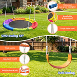 MERSCO 6-in-1 Backyard Swing Set with Slide - Blue & Orange