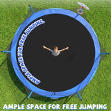 MERSCO 15FT Blue Trampoline - Ultra-Durable 6-Leg Frame with Rigid Hoop