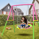 Mersco Swing Set for Backyard with Stand, Swing Heavy Duty 440lbs Metal Outdoor Swing Stand, 38" Saucer Swing for Playground, Backyard Playset,pink
