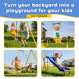 MERSCO 5-in-1 Backyard Swing Set with Slide - Blue & Yellow