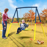 Mersco Swing Set for Backyard with Stand, Swing Heavy Duty 440lbs Metal Outdoor Swing Stand for Playground, Backyard Playset,Halloween,Yellow