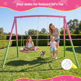MERSCO 2-in-1 Double Swing Set with Pink Saucer and Belt Seat