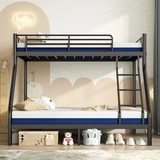 Netrum Twin Over Full Metal Bunk Bed Set with 6" Mattresses Included, All-in-One Bunk Bed for Teens/Adults, Heavy Duty Sturdy Frame with Ladder & Guardrail, with Memory Foam Mattress, Easy Assembly