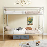 Netrum Twin over Twin Bunk Beds,Twin Bunk beds with Ladder & Guardrail,Metal Bunk Beds Frame with Bottom Storage Space for Adults Bedroom,Dorm,Guest Room,Silver