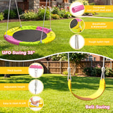 MERSCO 6-in-1 Backyard Swing Set with Slide - Pink & Green