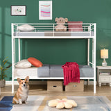 Netrum Twin over Twin Bunk Beds,Twin Bunk beds with Ladder & Guardrail,Metal Bunk Beds Frame with Bottom Storage Space for Adults Bedroom,Dorm,Guest Room,White