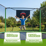 MERSCO 14FT Green Trampoline with 1320LBS Capacity & Soft Backboard