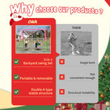 Mersco Swing Set for Backyard with Stand, Swing Heavy Duty 440lbs Metal Outdoor Swing Stand, Contain 1 Saucer 32" & 1 Belt Seat 26.2" for Playground, Backyard Playset,Pink