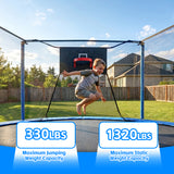 MERSCO 14FT Blue Trampoline with Soft Backboard Basketball Hoop & Ladder