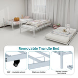 Netrum Twin over Twin Bunk Bed with Trundle,Twin Bunk beds with Ladder & Guardrail,Triple Metal Bunk Beds Frame with Bottom Storage Space for Adults Bedroom,Dorm,Guest Room,Silver