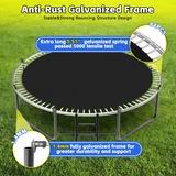 Mersco 16FT Heavy Duty Trampoline with Enclosure Net & Swing Set Outdoor Big Trampoline for Backyard, Kids Trampoline with Basketball Hoop, 1320LBS Capacity (Green)