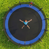 Trampolín resistente de 15 pies de color azul para la familia con red de seguridad 