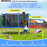 Mersco 14FT Trampoline with Enclosure Net,Swing Set, Outdoor Trampoline with Basketball Hoop for Kid,1320 LBS Trampoline with Swing Set for Backyard,Birthday & Holiday Gifts for Kids,Blue