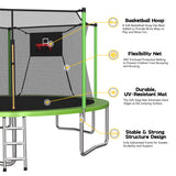 Trampolín de tablero blando verde de 14 pies para adultos y niños