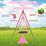 MERSCO 3-in-1 Heavy Duty Outdoor Swing Set with Slide - Pink