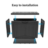 CIRUI 45 Gallon Double-Wall Resin Deck Box - Lockable Waterproof Outdoor Storage Box, 515lbs Capacity & Doubles as Seating for Patio Furniture - Garden Tools, Pool Accessories (Black)