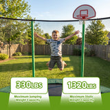 MERSCO 12FT Green Trampoline - Storm-Ready Frame & Impact-Shield Net