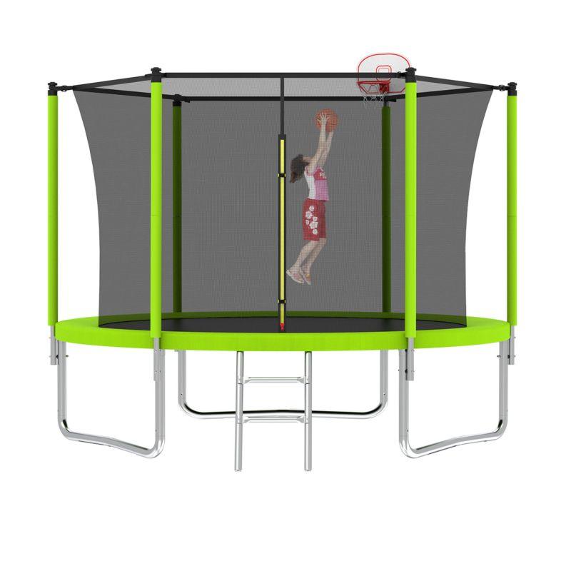 8FT Green Trampoline With Ladder and Safety Net For Backyard - MERSCO SPORTS