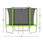 8FT Green Trampoline With Ladder and Safety Net For Backyard - MERSCO SPORTS