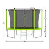 8FT Green Trampoline With Ladder and Safety Net For Backyard - MERSCO SPORTS