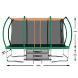 8X14FT Green Jumping Rectangle Backyard Trampoline for adults - MERSCO SPORTS