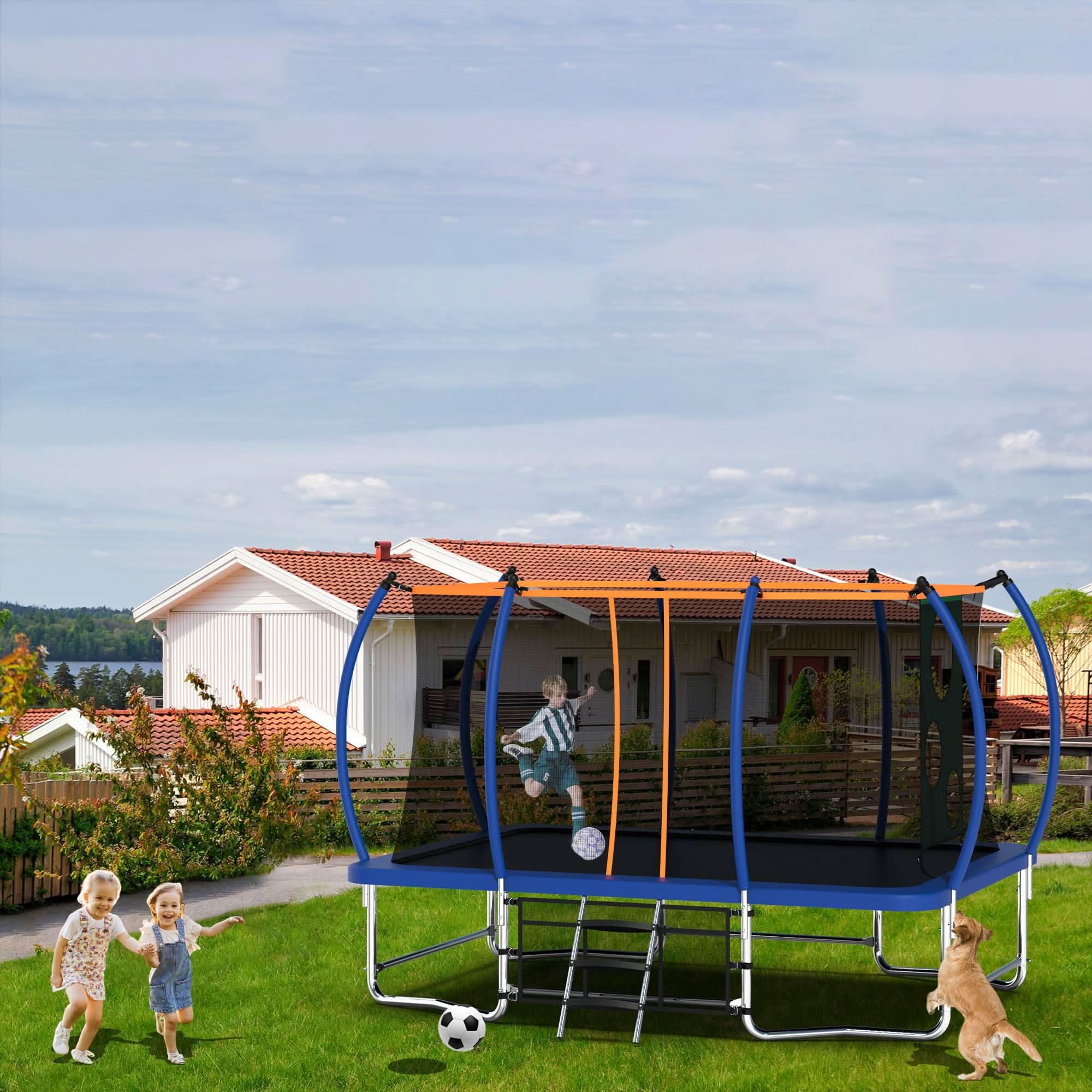 8X14FT Blue Large Rectangle Trampoline for sale - MERSCO SPORTS