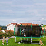 8X14FT Green Jumping Rectangle Backyard Trampoline for adults - MERSCO SPORTS