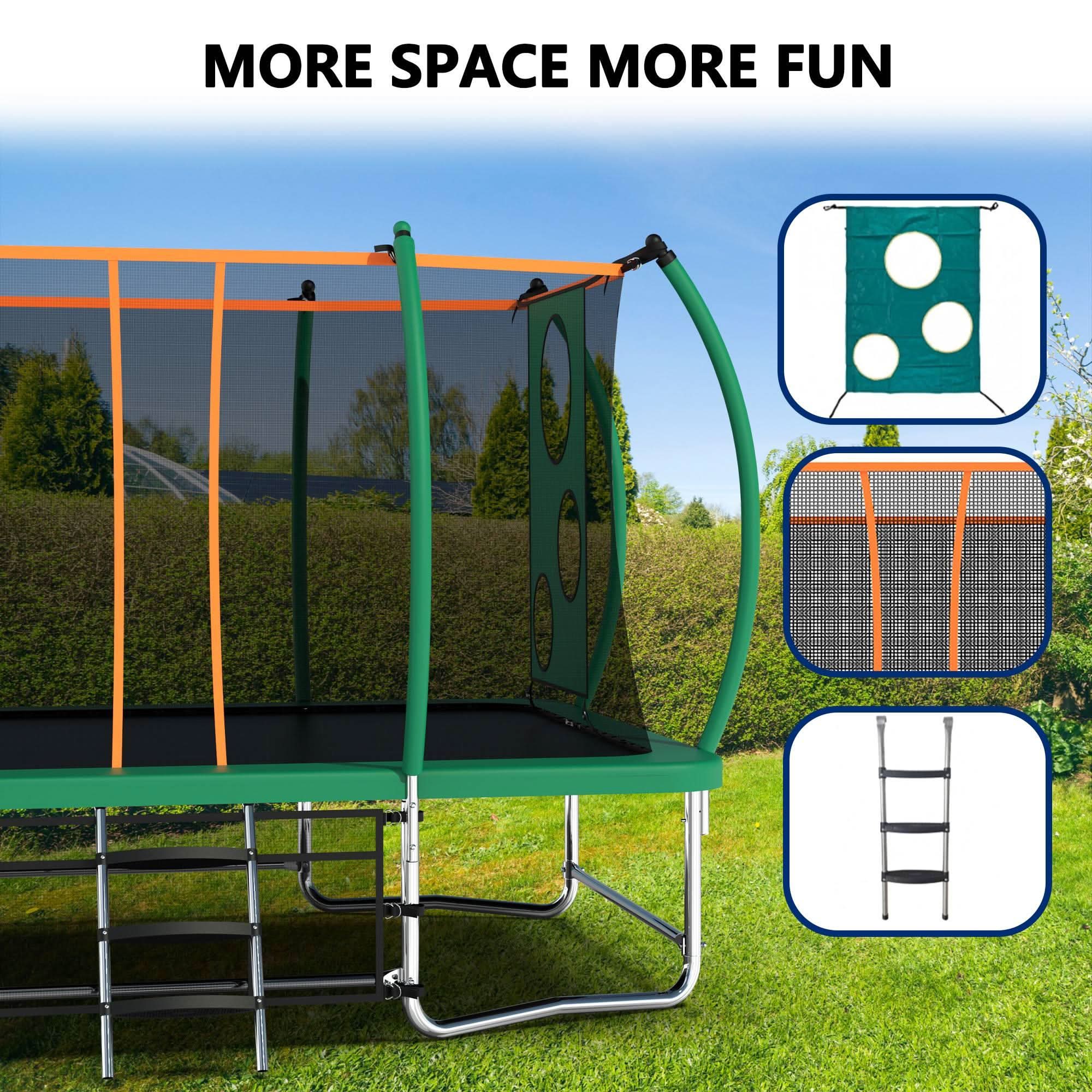 8X14FT Green Jumping Rectangle Backyard Trampoline for adults - MERSCO SPORTS