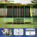 8X14FT Green Jumping Rectangle Backyard Trampoline for adults - MERSCO SPORTS