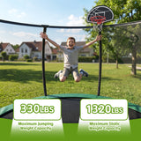 MERSCO 12FT Green Pumpkin Trampoline with Basketball Hoop