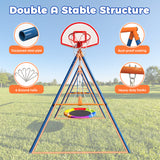 MERSCO 6-in-1 Backyard Swing Set with Slide - Blue & Orange