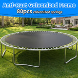 MERSCO 14FT Blue Trampoline with Soft Backboard Basketball Hoop & Ladder