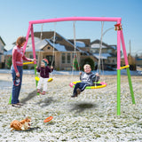 Mersco Swing Set for Backyard with Stand, Swing Heavy Duty 440lbs Metal Outdoor Swing Stand, Contain 1 Saucer 32" & 1 Belt Seat 26.2" for Playground, Backyard Playset,Pink