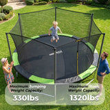 MERSCO 16FT Heavy Duty Outdoor Trampoline with Enclosure Net - Black Green