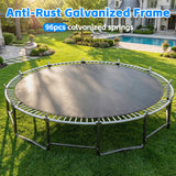 Trampolín resistente de 15 pies de color azul para la familia con red de seguridad 