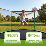 MERSCO 15FT Green Trampoline - Premium 6-Leg Support & Basketball Set