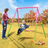 Mersco Swing Set for Backyard with Stand, Swing Heavy Duty 440lbs Metal Outdoor Swing Stand, 38" Saucer Swing for Playground, Backyard Playset,pink